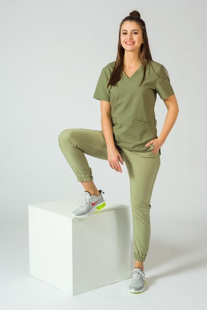 PROMO Spodnie medyczne damskie Sunrise Uniforms Premium Chill jogger oliwkowe-4