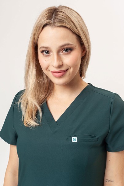 Bluza medyczna damska Uniforms World 109PSX Shelly butelkowa zieleń-2
