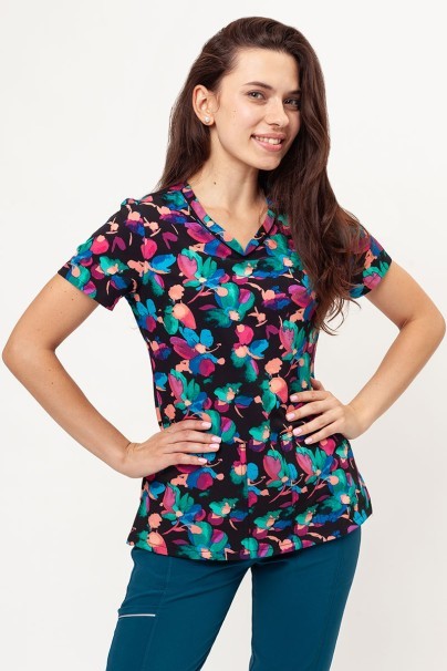 Bluza medyczna damska Cherokee Prints V-neck Brushing Blooms-1