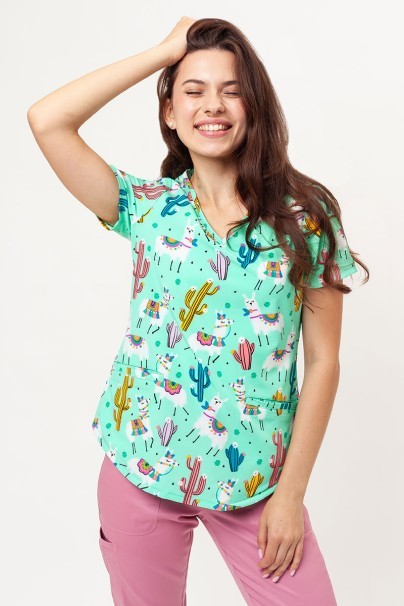 Bluza medyczna damska Cherokee Prints V-neck Desert Llamas-1